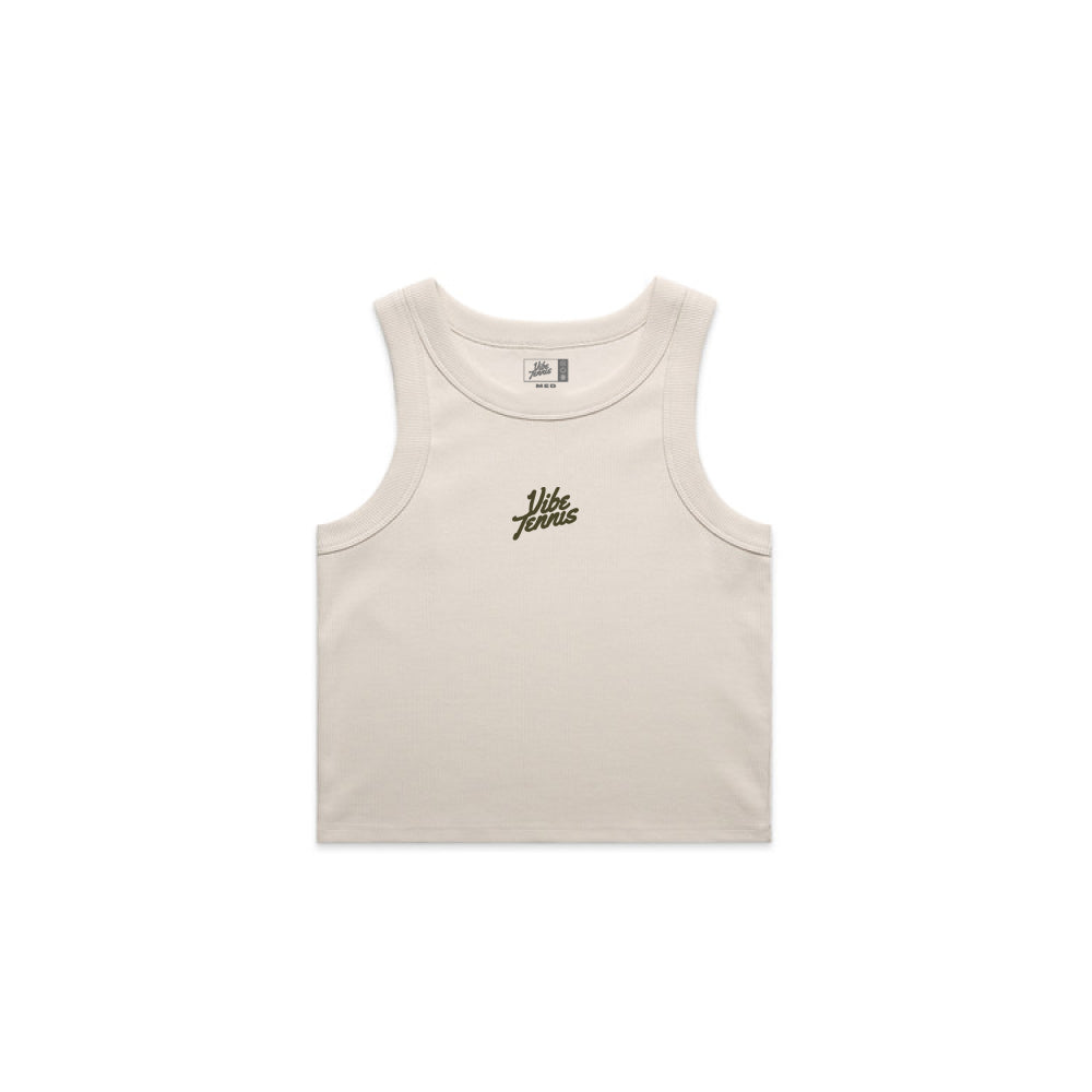 Vibe Tennis Script Logo Tank Top - Off White